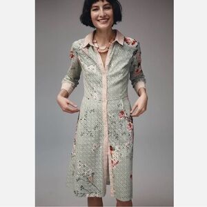 Anthropologie Bloomed Eyelet Front Dress by Varun Bahl Size 10